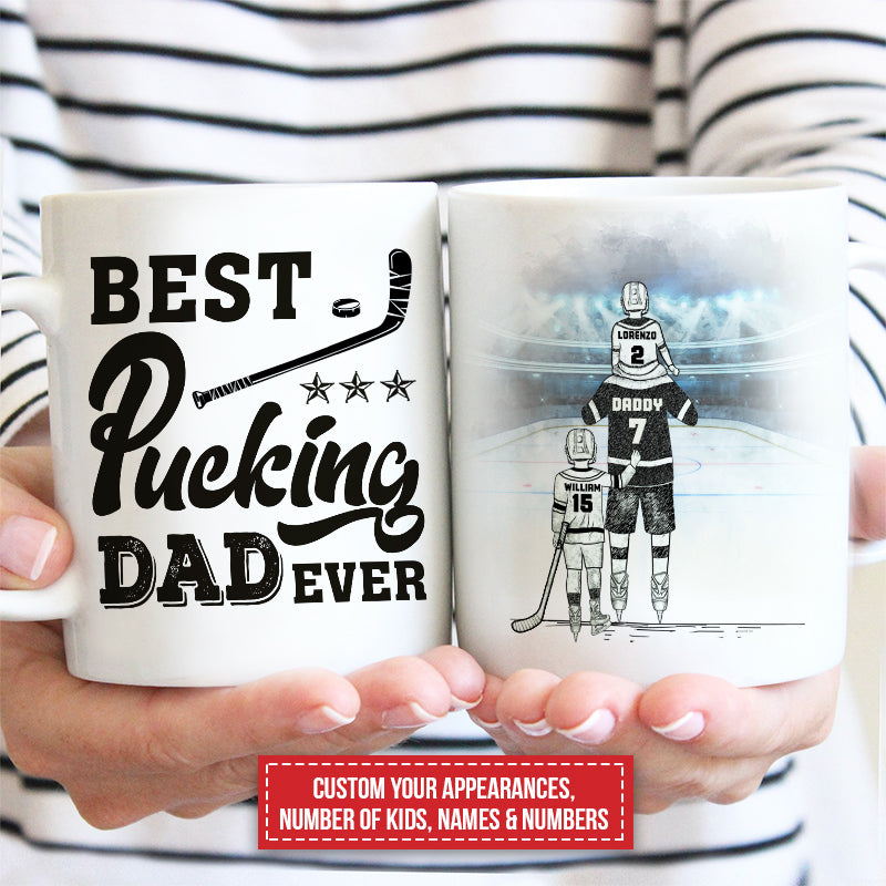 Tasse personnalisée « Le meilleur papa de tous les temps » pour papa et enfant de hockey