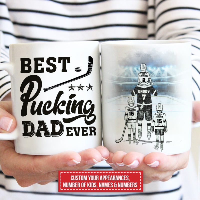 Tasse personnalisée « Le meilleur papa de tous les temps » pour papa et enfant de hockey