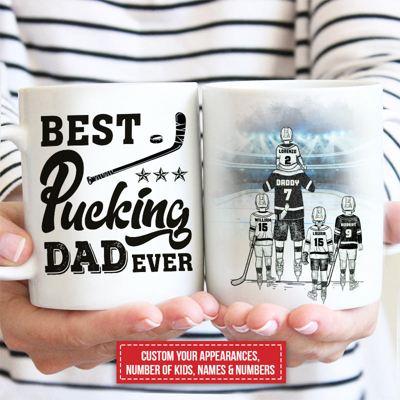Tasse personnalisée « Le meilleur papa de tous les temps » pour papa et enfant de hockey