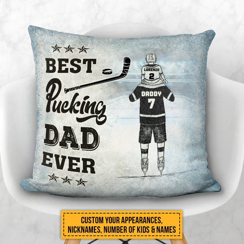 Personalized Hockey Dad And Child Best Dad Ever Custom Pillow