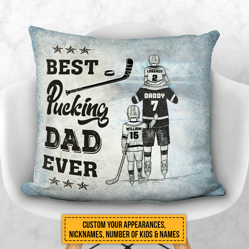 Personalized Hockey Dad And Child Best Dad Ever Custom Pillow