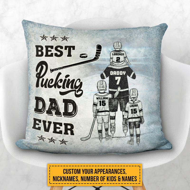 Personalized Hockey Dad And Child Best Dad Ever Custom Pillow