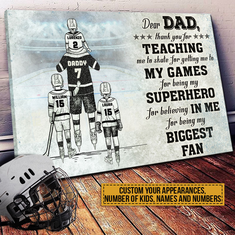 Personalized Hockey Dad And Child Thank You Custom Canvas