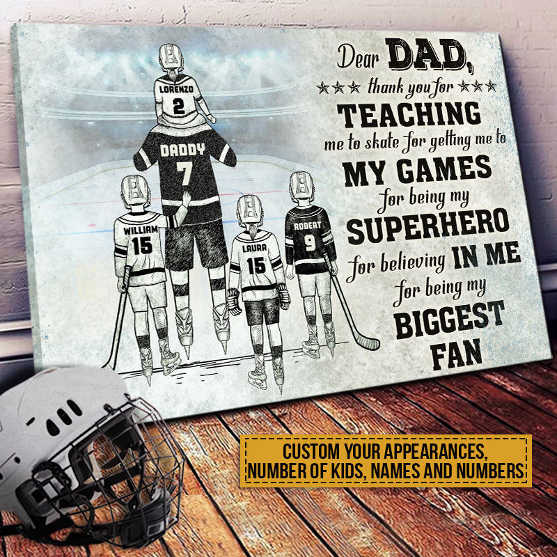 Personalized Hockey Dad And Child Thank You Custom Canvas