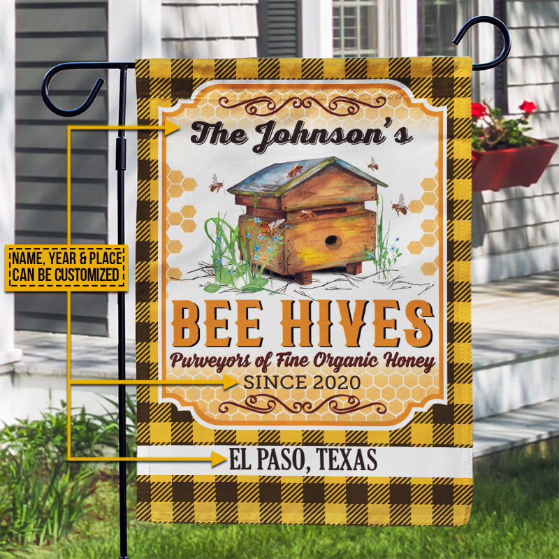 Drapeau personnalisé en flanelle avec ruches d'abeilles et abeilles