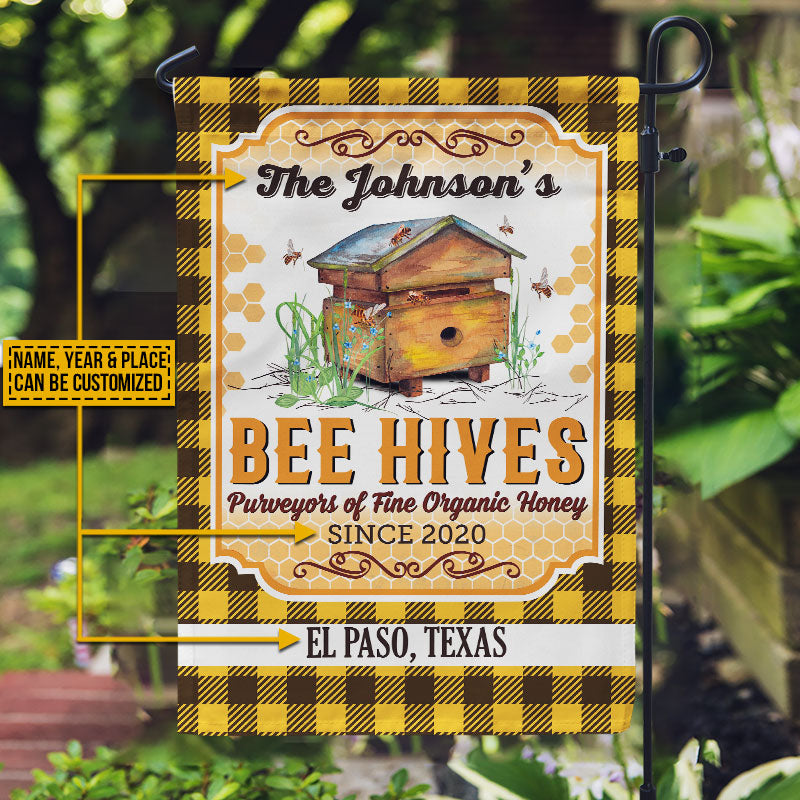 Drapeau personnalisé en flanelle avec ruches d'abeilles et abeilles