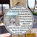 Personalized Lake Old Couple When We Get Date Custom Wood Circle Sign