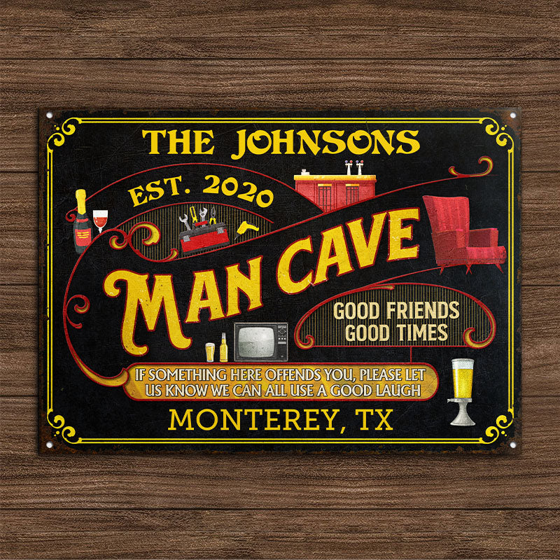 Personalized Man Cave All Use A Good Laugh Custom Classic Metal Signs
