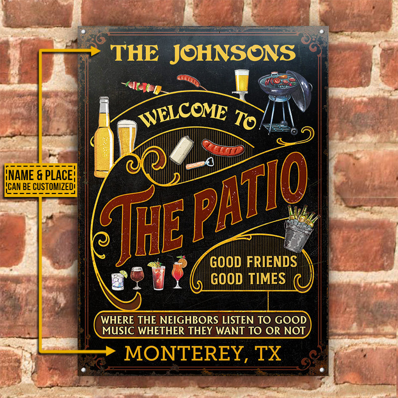 Personalized Patio Grilling Red Listen To The Good Music Black Vertical Custom Classic Metal Signs