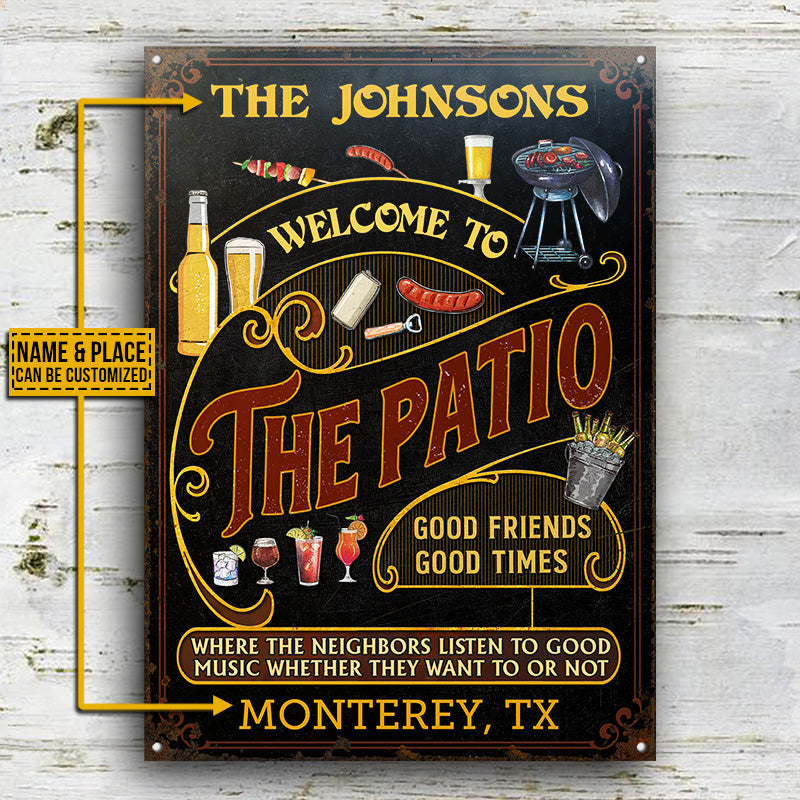 Personalized Patio Grilling Red Listen To The Good Music Black Vertical Custom Classic Metal Signs