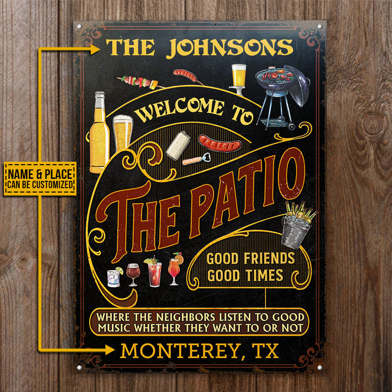 Personalized Patio Grilling Red Listen To The Good Music Black Vertical Custom Classic Metal Signs