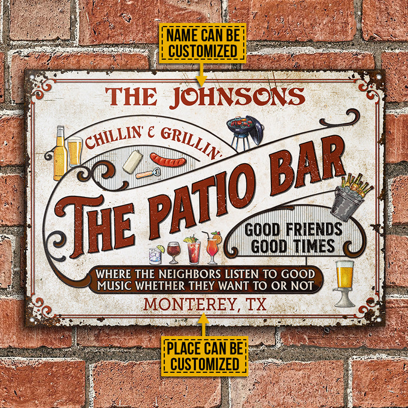 Personalized Patio Grilling Red Listen To The Good Music Chillin Custom Classic Metal Signs