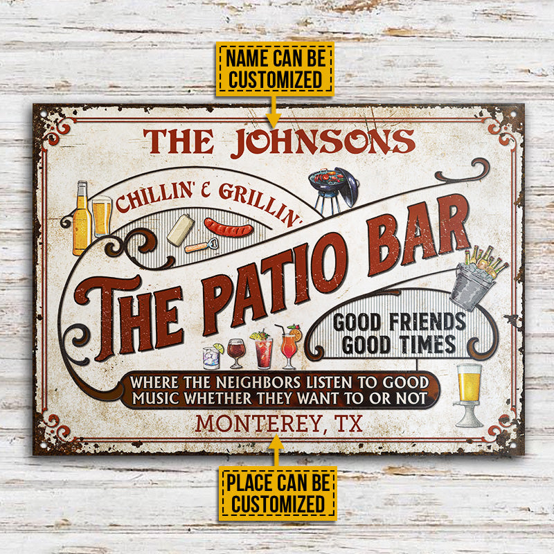 Personalized Patio Grilling Red Listen To The Good Music Chillin Custom Classic Metal Signs