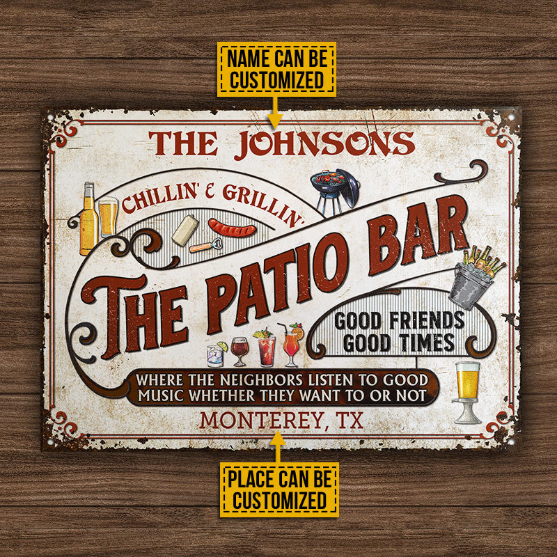 Personalized Patio Grilling Red Listen To The Good Music Chillin Custom Classic Metal Signs