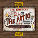 Panneaux métalliques classiques personnalisés pour grillades sur patio rouge, écoutez de la bonne musique en sirotant