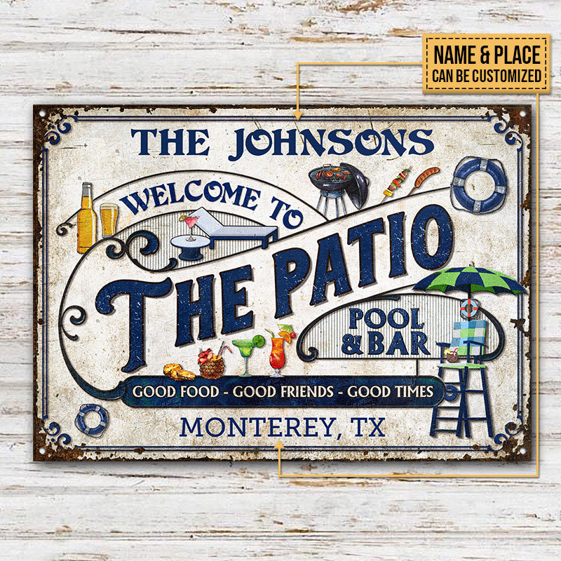 Panneaux métalliques classiques personnalisés pour patio, piscine, bons amis, bons moments