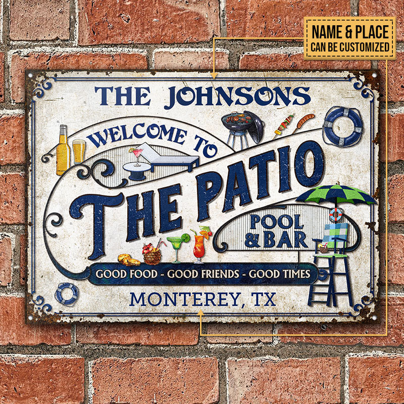 Panneaux métalliques classiques personnalisés pour patio, piscine, bons amis, bons moments
