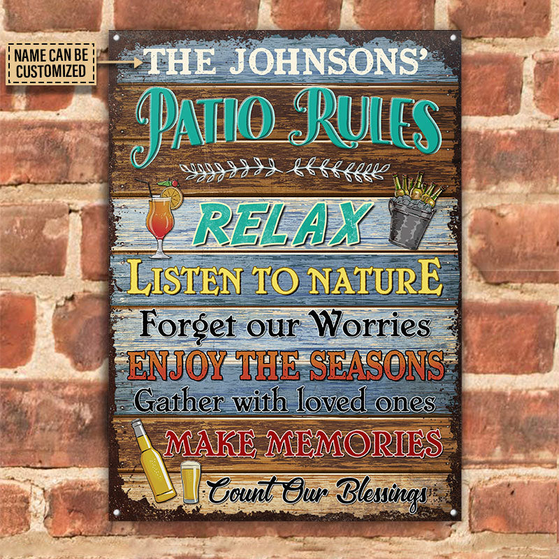 Personalized Patio Rules Make Memories Custom Classic Metal Signs