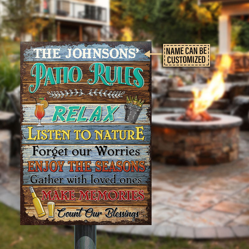 Personalized Patio Rules Make Memories Custom Classic Metal Signs