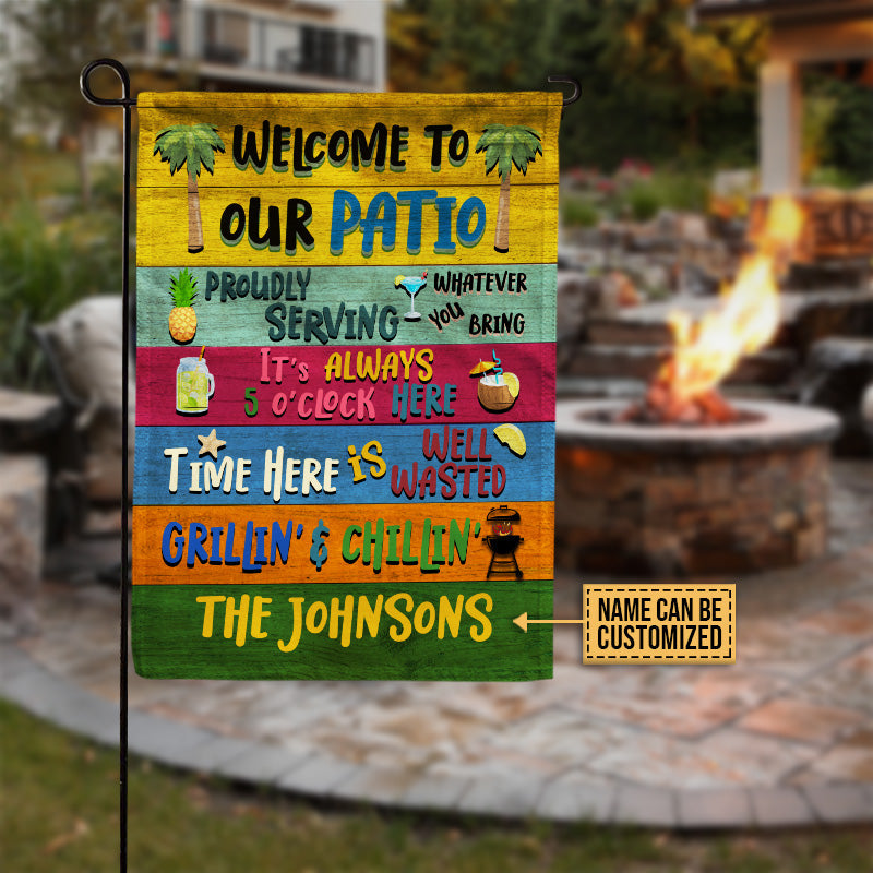 Personalized Patio Welcome Grilling Chilling Custom Flag