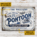 Personalized Pontoon Here Crazy Custom Classic Metal Signs
