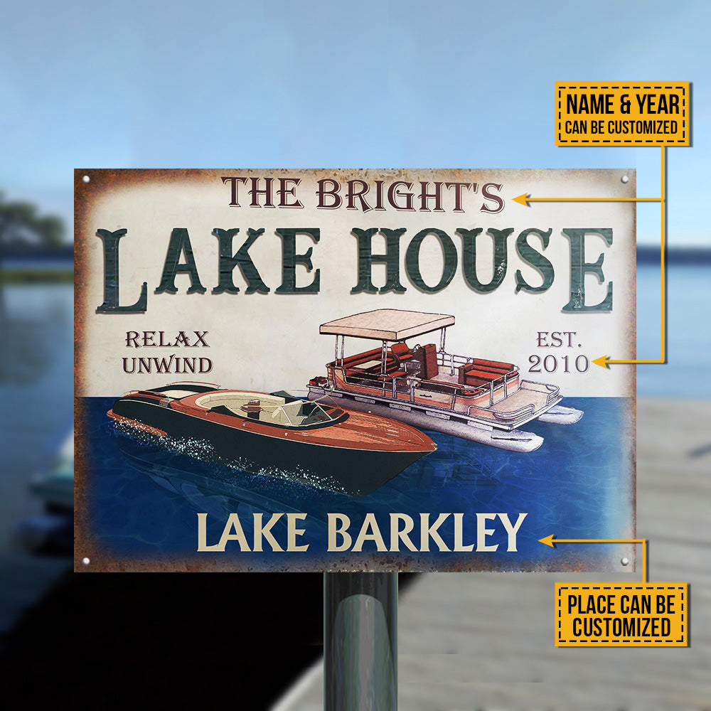 Personalized Pontoon Speedboat Lake Relax Customized Classic Metal Signs