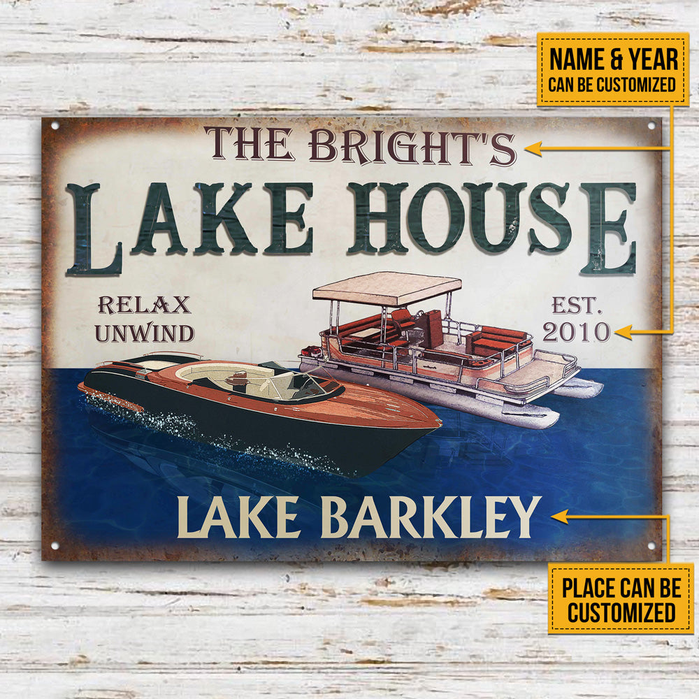 Personalized Pontoon Speedboat Lake Relax Customized Classic Metal Signs