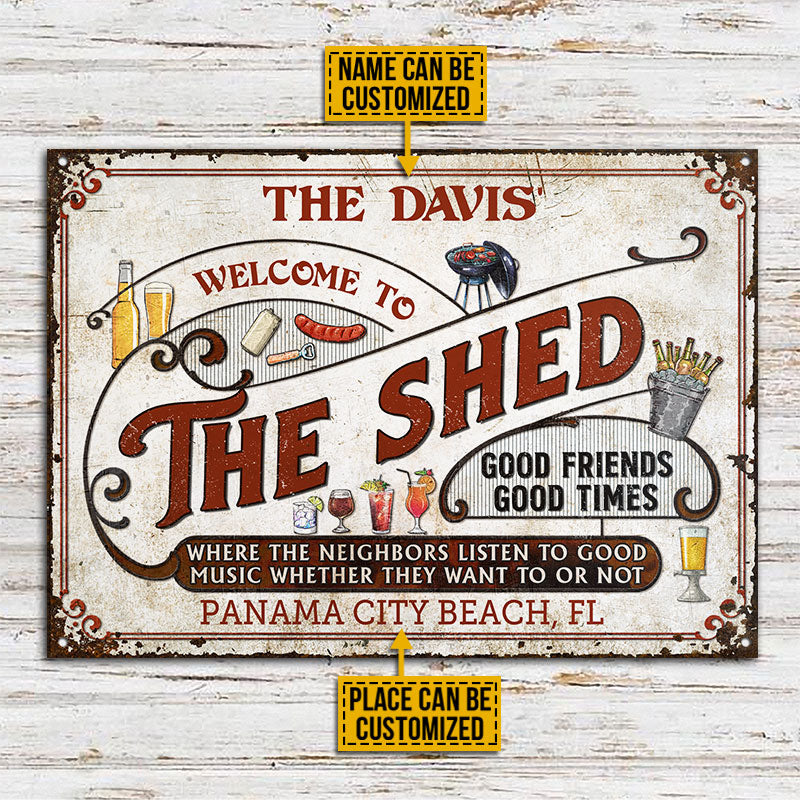 Personalized Shed Grilling Red Listen To The Good Music Custom Classic Metal Signs