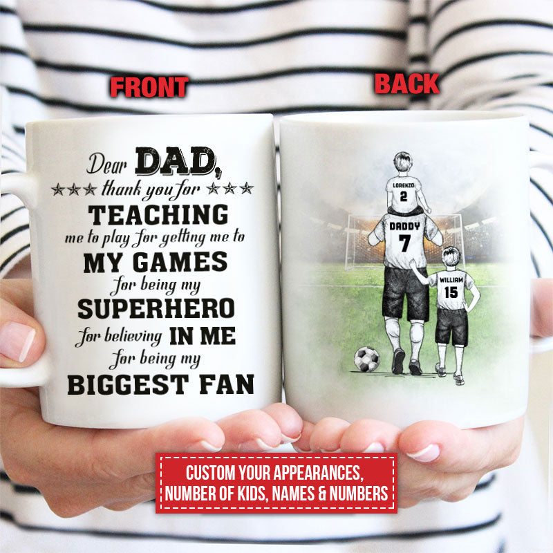 Personalized Soccer Dad And Child Thank You Custom Kid Custom Mug