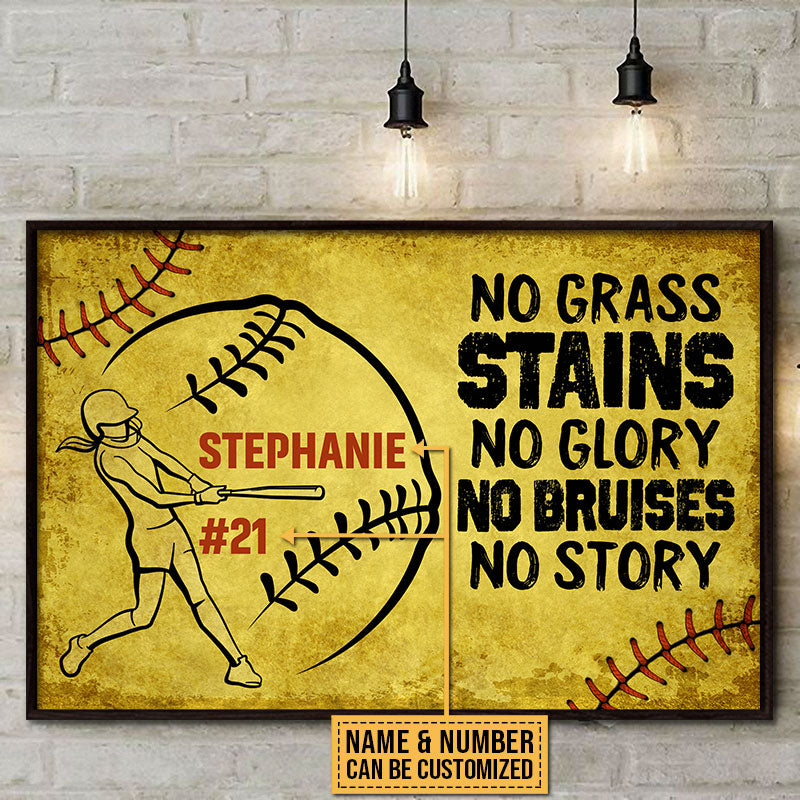 Personalized Softball No Grass Stains Customized Poster