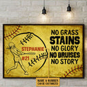 Personalized Softball No Grass Stains Customized Poster
