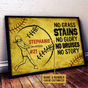 Personalized Softball No Grass Stains Customized Poster