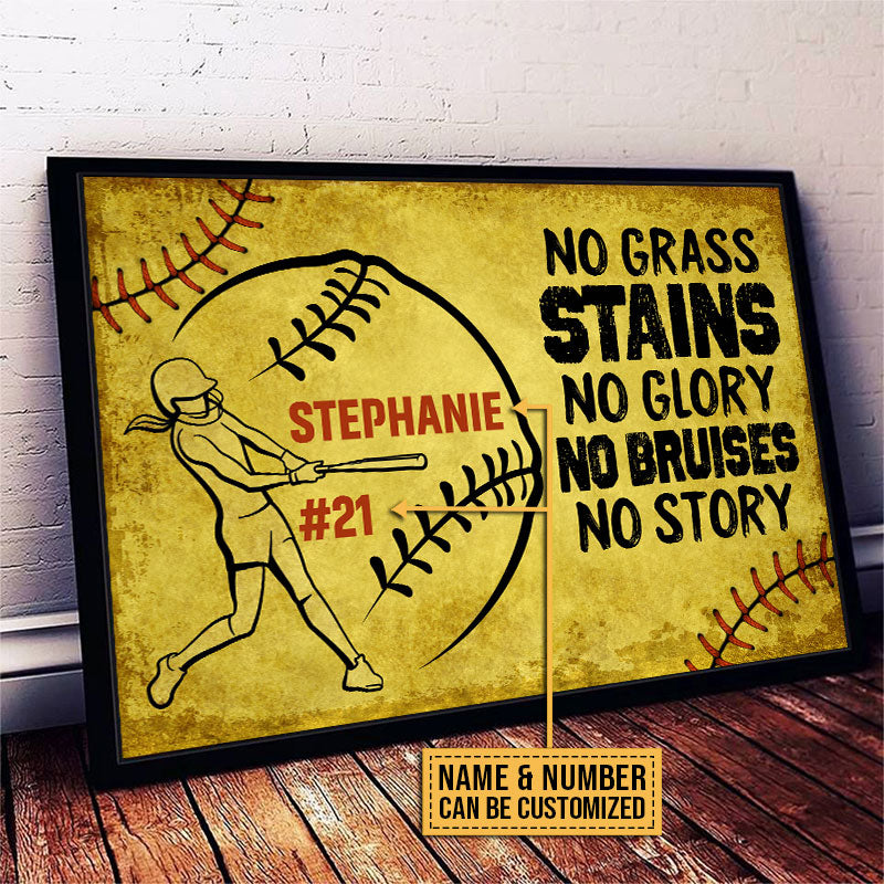 Personalized Softball No Grass Stains Customized Poster