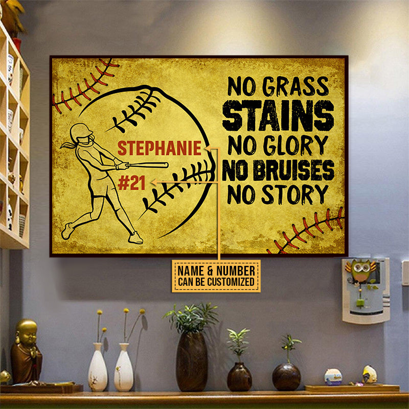 Personalized Softball No Grass Stains Customized Poster