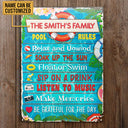 Personalized Swimming Pool Rules Relax Customized Classic Metal Signs
