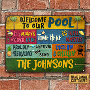 Personalized Swimming Pool Welcome To Our Custom Classic Metal Signs