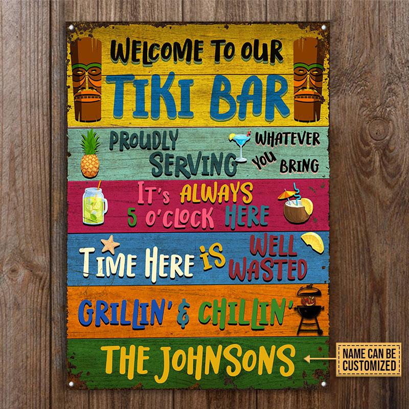 Personalized Tiki Bar Welcome To Our Custom Classic Metal Signs