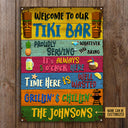 Personalized Tiki Bar Welcome To Our Custom Classic Metal Signs