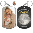 New Mom,New Dad,Gift For Mother,Gift For Father,Family,Happy - Moon Phase Custom Photo The Night You Became My Mommy - Personalized Aluminum Keychain