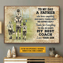 Personalized American Football Dad And Child My Best Coach Custom Kids Custom Poster