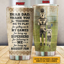Personalized American Football Dad And Child Thank You Custom Kids Custom Tumbler