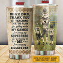 Personalized American Football Dad And Child Thank You Custom Kids Custom Tumbler