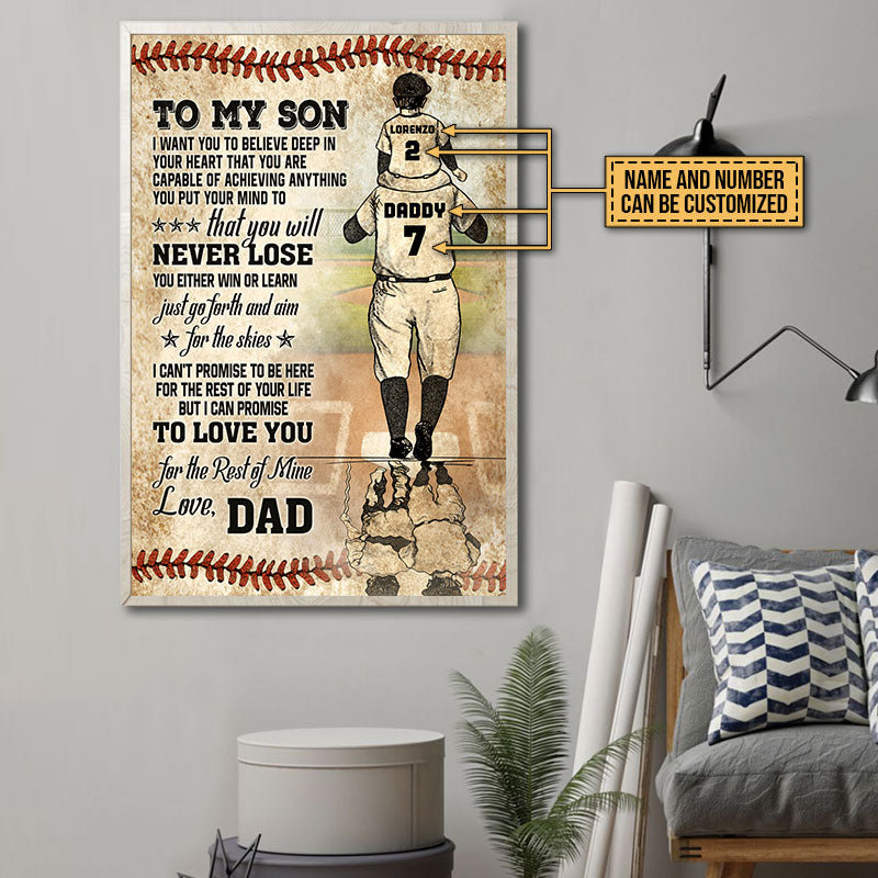 Personalized Baseball Dad And Son Never Lose Customized Poster