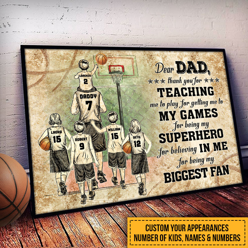 Personalized Basketball Dad And Child Custom Kid Thank You Custom Poster