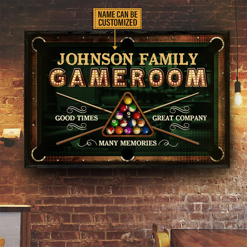 Affiche personnalisée « Billard Game Room Good Times »