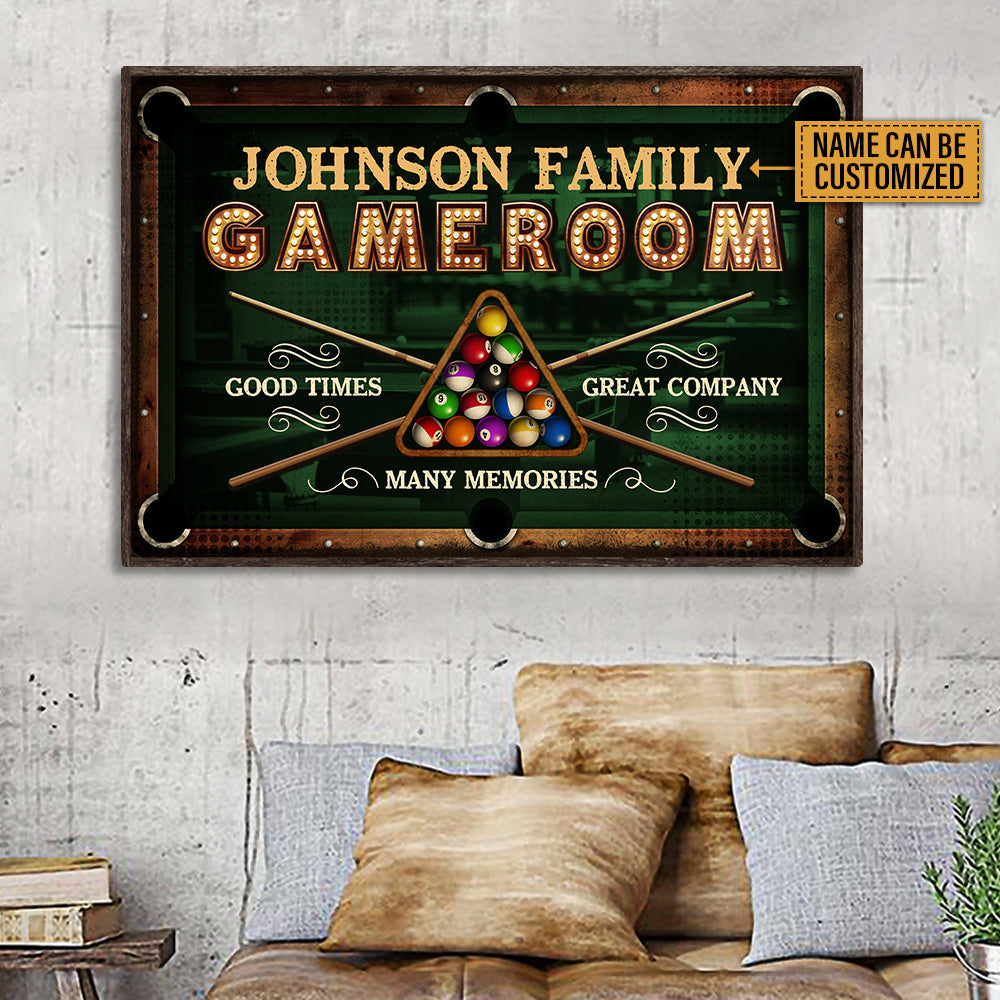 Affiche personnalisée « Billard Game Room Good Times »