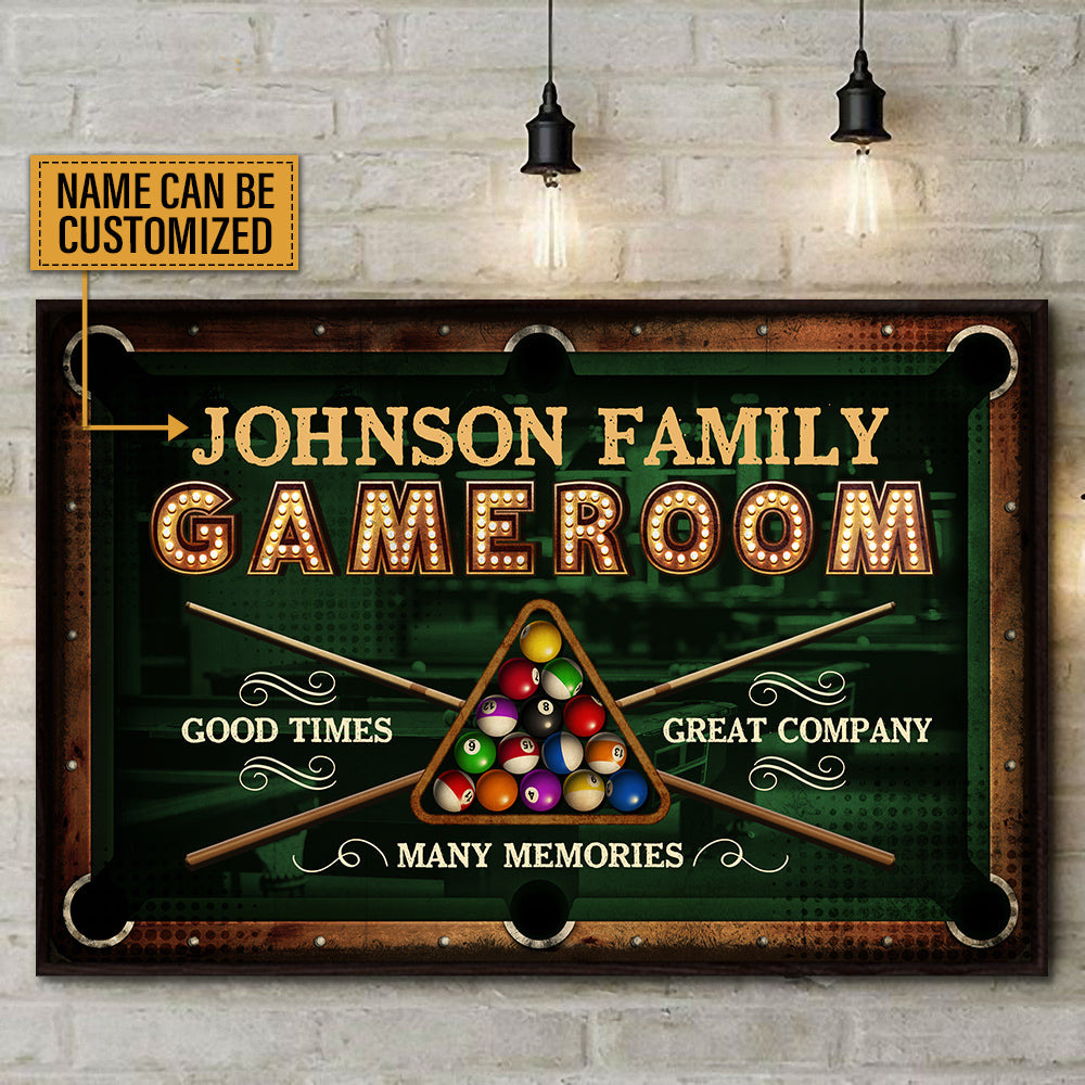 Affiche personnalisée « Billard Game Room Good Times »
