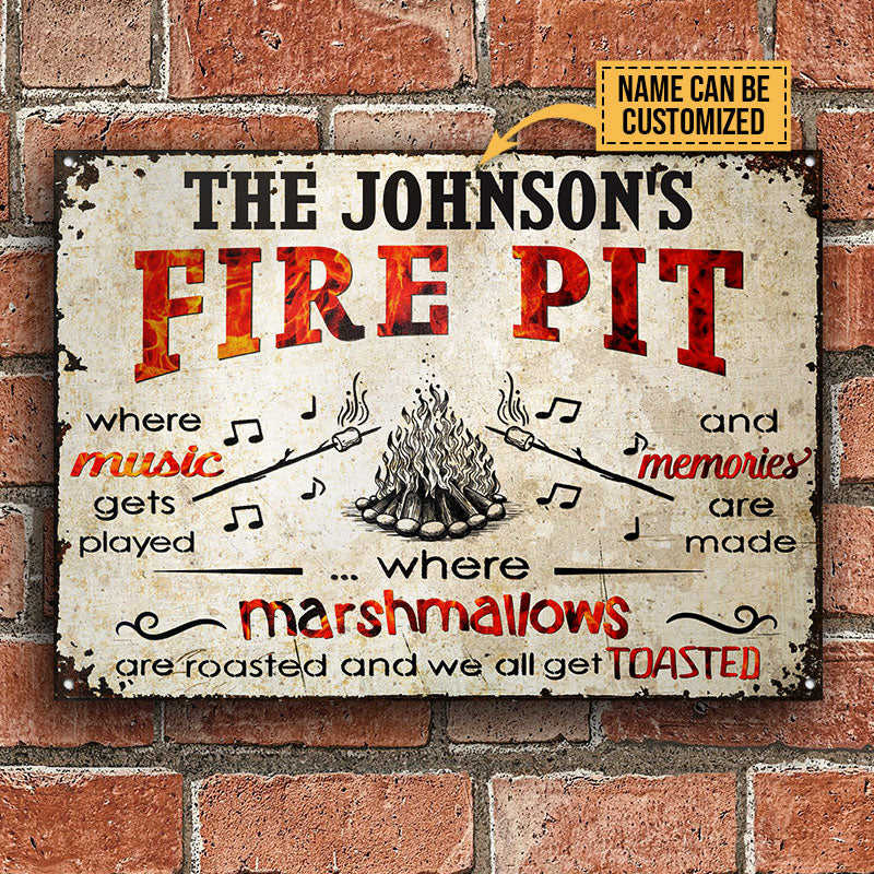 Personalized Camping Fire Pit Get Toasted Horizontal Custom Classic Metal Signs