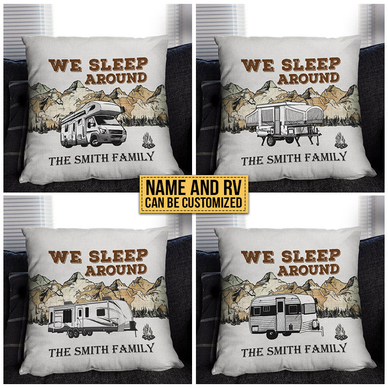 Personalized Camping Map We Sleep Around Customized Pillow