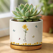 Gift For Daughter,Gift For Women,Happy,Gift For Grandkids - Faux Pressed Birth Flower My Daughter Forever - Personalized Ceramic Plant Pot